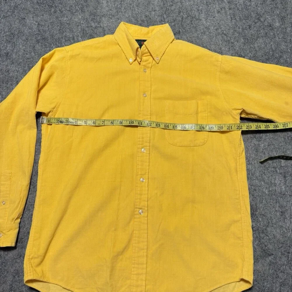 Vtg 90s JCrew Corduroy Shirt Mens M Yellow Button Down Oarsman Era Gorpcore